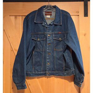 Vintage Rustler Blue Jean Jacket Size L  Boxy  Denim Trucker Made in Oman